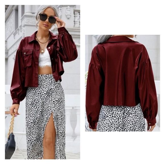 🆕 Cropped Faux Leather Jacket - Picture 1 of 5